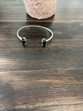 Kendra Scott Sterling Silver Open Cuff Bracelet with Black Gemstone Accents